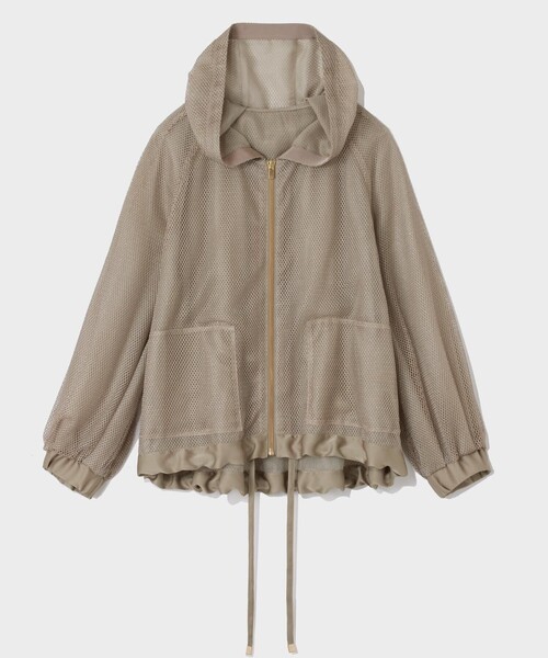 GRACE CLASS（グレースクラス）の「マクラメメッシュフーディー（パーカー・レディース・キナリ/カーキ/ブラック・36）」の10枚目の写真