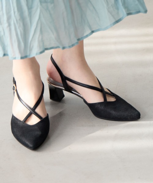 HIMIKO（ヒミコ）の「【Made in Japan】【HIMIKO】【撥水】ポインテッドトゥクロスバックストラップ/651509（パンプス・レディース・プラチナム/ブラック/シルバー・22.5cm/23.5cm/24.5cm/23.0cm/24.0cm/25.0cm/22.0cm）」の21枚目の写真