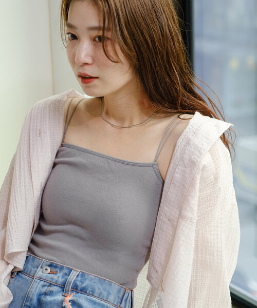 新色追加/カラバリ豊富】カップ付きクロップドブラキャミ