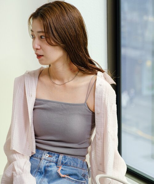 tope tube top キャミ 新色追加/カラバリ豊富】カップ付きクロップドブラキャミ