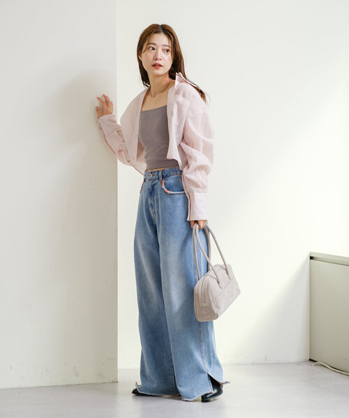 新色追加/カラバリ豊富】カップ付きクロップドブラキャミ