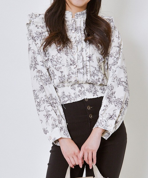 GORGE（ゴージ）の「《ピンタック×フリル》レディース ブラウス 長袖 シャツトップス フェミニン 春秋冬（シャツ/ブラウス・レディース・アイボリー/ブラック/その他・F）」の9枚目の写真