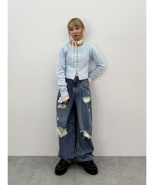 jouetie（ジュエティ）の「フロントホックカーディガン（カーディガン/ボレロ・レディース・アイボリー/ブラック/ブルー・MEDIUM）」の22枚目の写真