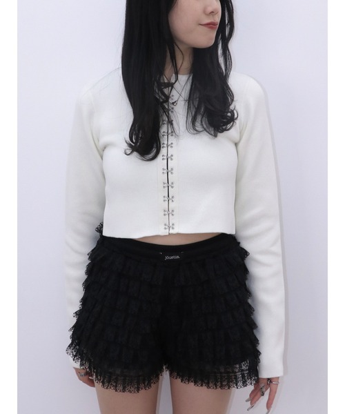 jouetie（ジュエティ）の「フロントホックカーディガン（カーディガン/ボレロ・レディース・アイボリー/ブラック/ブルー・MEDIUM）」の2枚目の写真