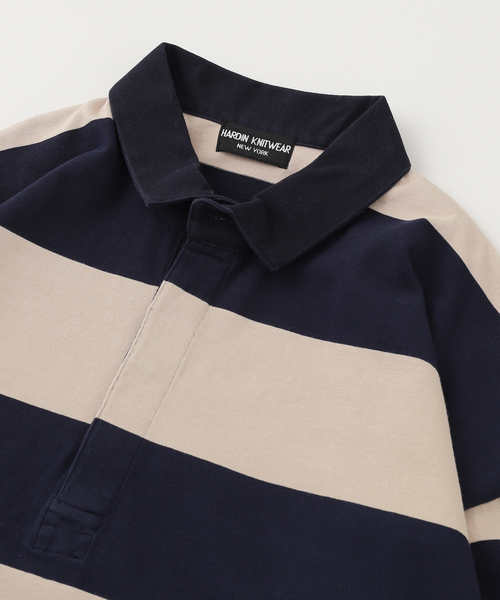 JOURNAL STANDARD（ジャーナルスタンダード）の「HARDIN KNITWEAR/ハーディンニットウェア ラグビーシャツ（ポロシャツ・メンズ・ベージュ/ライトブルー/ボルドー・MEDIUM/LARGE）」の5枚目の写真