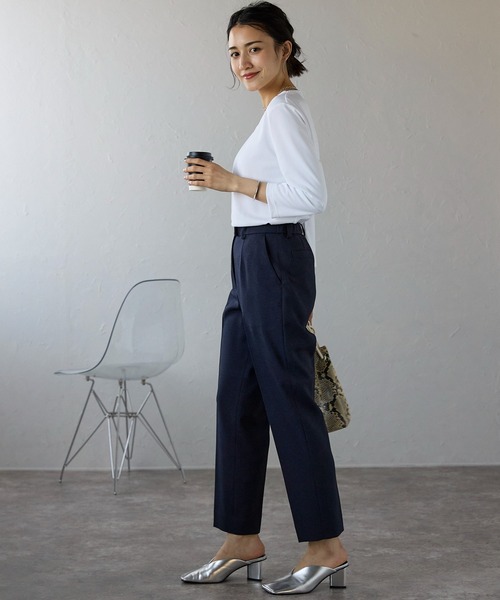 etre pret（エトレプレ）の「多サイズ展開 タック切替七分袖カットソー（Tシャツ/カットソー・レディース・ホワイト/ブラック・S/M/L/3L/LL）」の7枚目の写真