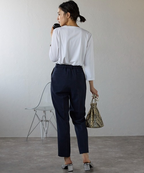 etre pret（エトレプレ）の「多サイズ展開 タック切替七分袖カットソー（Tシャツ/カットソー・レディース・ホワイト/ブラック・S/M/L/3L/LL）」の8枚目の写真