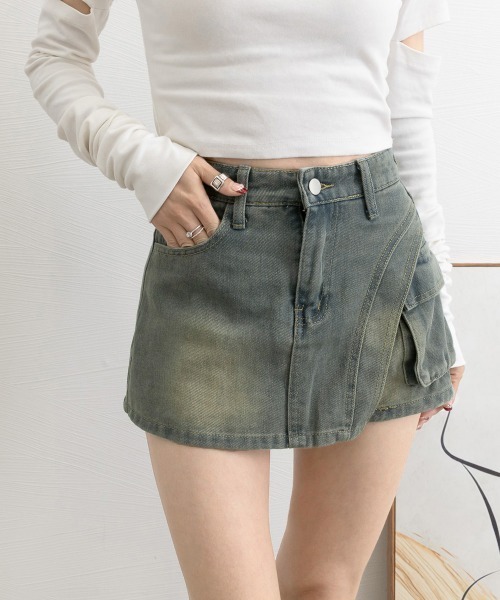 Miniministore(ミニミニストア)の「ラップスカート風デニムショートパンツ春夏(デニムパンツ・レディース・サックスブルー/インディゴブルー・L/S/XL/M)」の19枚目の写真