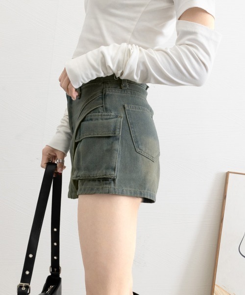 Miniministore(ミニミニストア)の「ラップスカート風デニムショートパンツ春夏(デニムパンツ・レディース・サックスブルー/インディゴブルー・L/S/XL/M)」の21枚目の写真