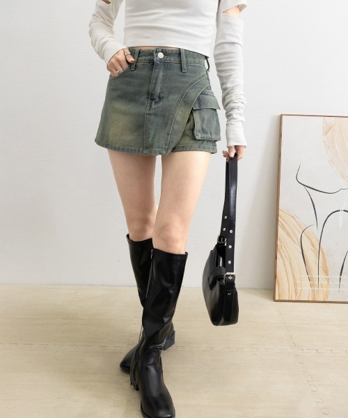 Miniministore(ミニミニストア)の「ラップスカート風デニムショートパンツ春夏(デニムパンツ・レディース・サックスブルー/インディゴブルー・L/S/XL/M)」の22枚目の写真