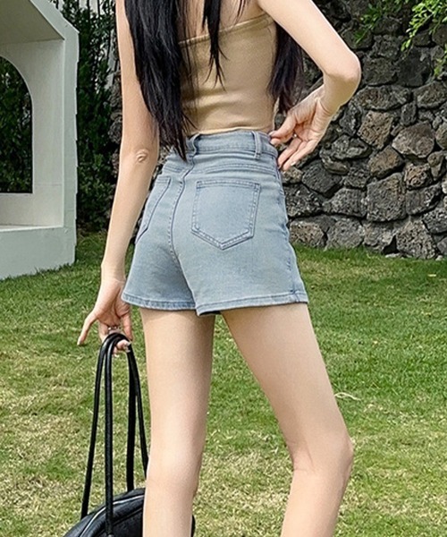 Miniministore(ミニミニストア)の「ラップスカート風デニムショートパンツ春夏(デニムパンツ・レディース・サックスブルー/インディゴブルー・L/S/XL/M)」の9枚目の写真