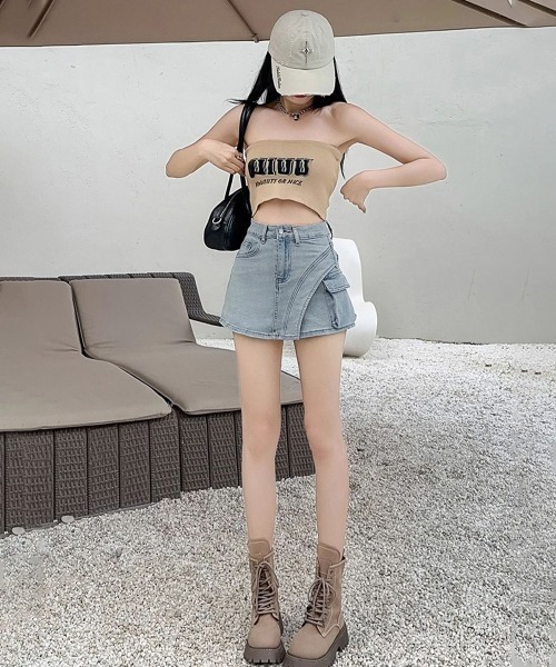 Miniministore(ミニミニストア)の「ラップスカート風デニムショートパンツ春夏(デニムパンツ・レディース・サックスブルー/インディゴブルー・L/S/XL/M)」の10枚目の写真