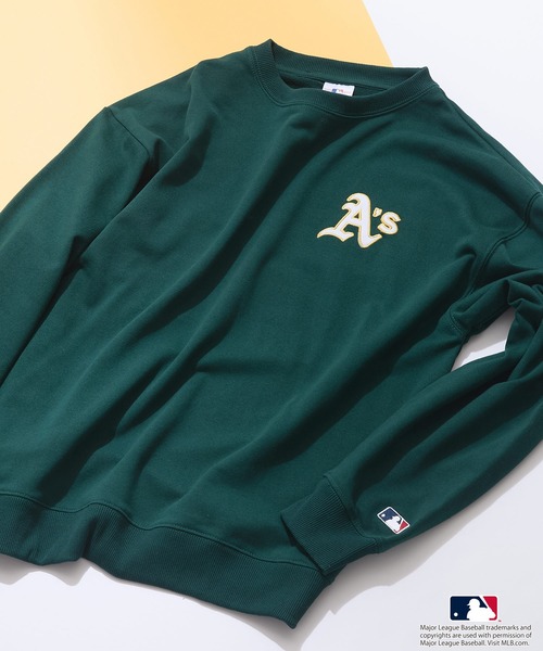 MLB（メジャーリーグベースボール）の「【MLB/メジャーリーグベースボール】裏毛バックツイルワッペントレーナー（スウェット・メンズ・ホワイト/グリーン/ネイビー/グレー/ブラック・X-LARGE/MEDIUM/LARGE）」の5枚目の写真