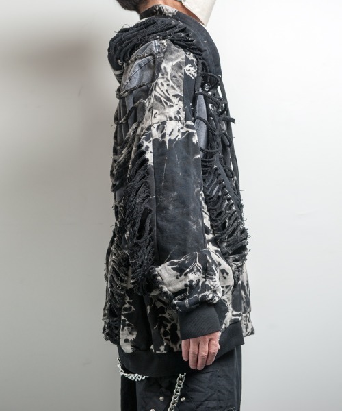 【BACKSTAGE PASS】スケルトンダメージ クラッシュパーカー BACKSTAGE PASS（バックステージパス） パーカー DESTROY HOODIE-VEIN
