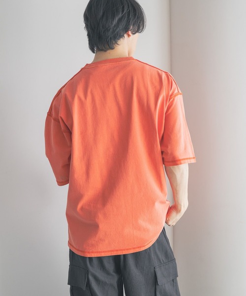LOWRYS FARM（ローリーズファーム）の「ピグメントアウトシームＴシャツＳＳ　 328029（Tシャツ/カットソー・メンズ・オレンジ/グレー/ブルー/ブラック・MEDIUM/LARGE）」の8枚目の写真