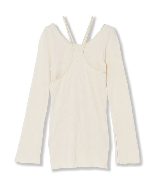 THINGS THAT MATTER（シングス ザット マター）の「LAYERED BRIGHT PLATING RIB TOPS / レイヤードブライトプレーティングリブトップス（その他トップス・レディース・アイボリー/ブラック・FREE）」の5枚目の写真