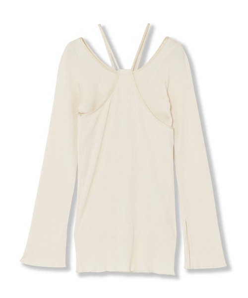THINGS THAT MATTER（シングス ザット マター）の「LAYERED BRIGHT PLATING RIB TOPS / レイヤードブライトプレーティングリブトップス（その他トップス・レディース・アイボリー/ブラック・FREE）」の6枚目の写真