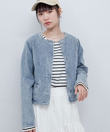 Chillfar（チルファー）の「ノーカラーコンパクトデニムジャケット（デニムジャケット）」