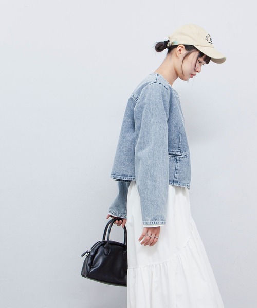 Chillfar（チルファー）の「ノーカラーコンパクトデニムジャケット（デニムジャケット・レディース・ブラック/ブルー/ネイビー・FREE）」の16枚目の写真