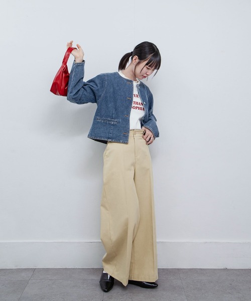 Chillfar（チルファー）の「ノーカラーコンパクトデニムジャケット（デニムジャケット・レディース・ブラック/ブルー/ネイビー・FREE）」の21枚目の写真