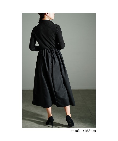 Sawa a la mode(サワアラモード)の「異素材ニットハーフジップワンピース(ワンピース・レディース・ブラック/ホワイト・FREE)」の10枚目の写真