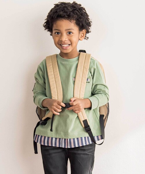 WASK（ワスク）の「カレッジロゴプリントテープリュック(M~L)（バックパック/リュック・キッズ・ベージュ/ブラック・L/M）」の6枚目の写真