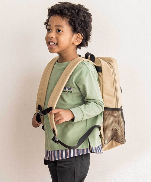 WASK（ワスク）の「カレッジロゴプリントテープリュック(M~L)（バックパック/リュック・キッズ・ベージュ/ブラック・L/M）」の7枚目の写真