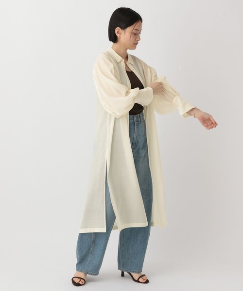 A part by（アパートバイ）の「シアーシャツワンピース（シャツワンピース・レディース・キャメル/アイボリー/ピンク系その他4・FREE）」の10枚目の写真