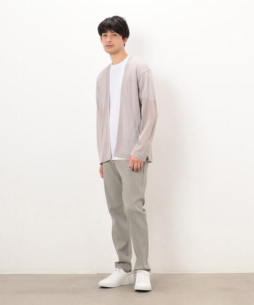 COMME CA ISM（コムサイズム）の「【セットアイテム】リネンタッチ ボタンレスカーディガン ／Ｔシャツ（カーディガン/ボレロ・メンズ・ベージュ/チャコール・LARGE/MEDIUM）」の5枚目の写真