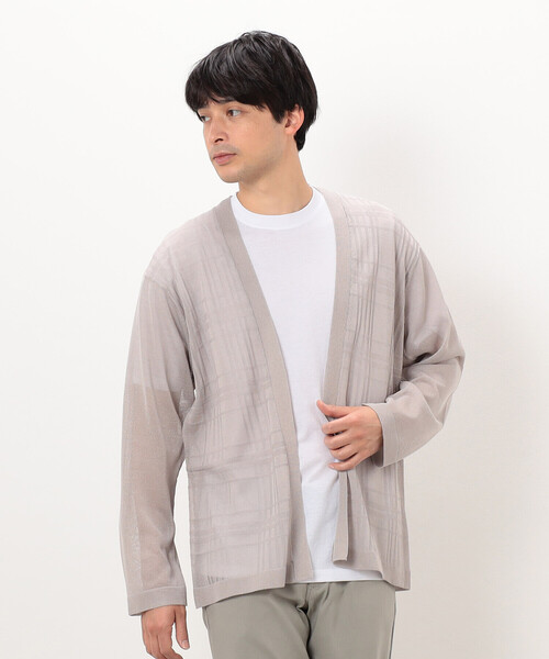 COMME CA ISM（コムサイズム）の「【セットアイテム】リネンタッチ ボタンレスカーディガン ／Ｔシャツ（カーディガン/ボレロ・メンズ・ベージュ/チャコール・LARGE/MEDIUM）」の6枚目の写真