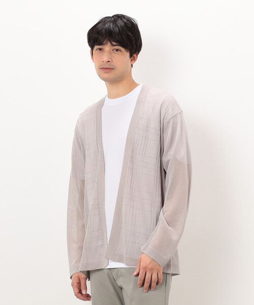 COMME CA ISM（コムサイズム）の「【セットアイテム】リネンタッチ ボタンレスカーディガン ／Ｔシャツ（カーディガン/ボレロ・メンズ・ベージュ/チャコール・LARGE/MEDIUM）」の7枚目の写真