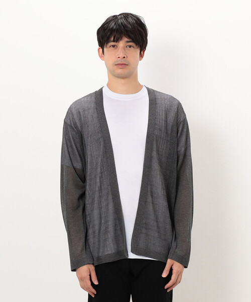 COMME CA ISM（コムサイズム）の「【セットアイテム】リネンタッチ ボタンレスカーディガン ／Ｔシャツ（カーディガン/ボレロ・メンズ・ベージュ/チャコール・LARGE/MEDIUM）」の8枚目の写真