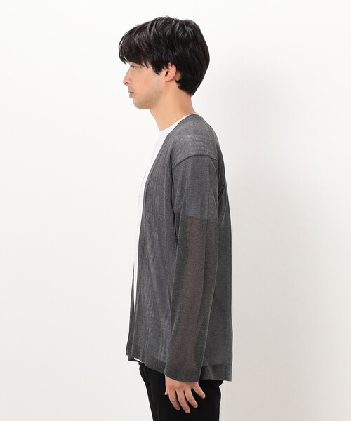 COMME CA ISM（コムサイズム）の「【セットアイテム】リネンタッチ ボタンレスカーディガン ／Ｔシャツ（カーディガン/ボレロ・メンズ・ベージュ/チャコール・LARGE/MEDIUM）」の9枚目の写真