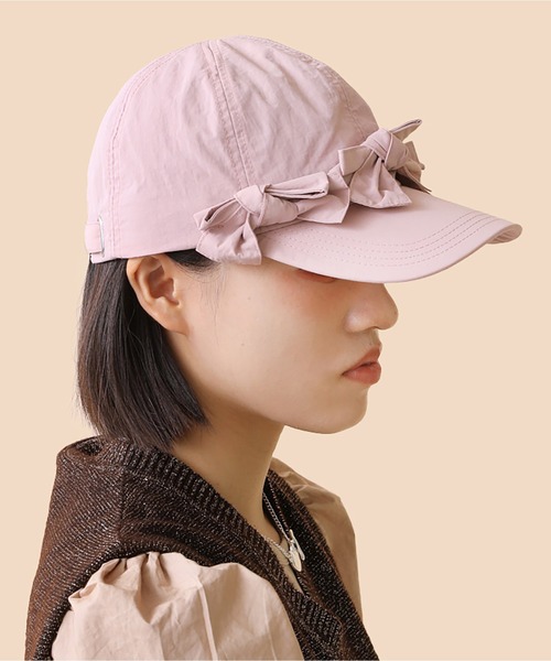 Casselini（キャセリーニ）の「Casselini(キャセリーニ)フロントリボンキャップ（キャップ・レディース・ブラック/カーキ/ピンク/ブルー/ドット/アイボリー・FREE）」の5枚目の写真