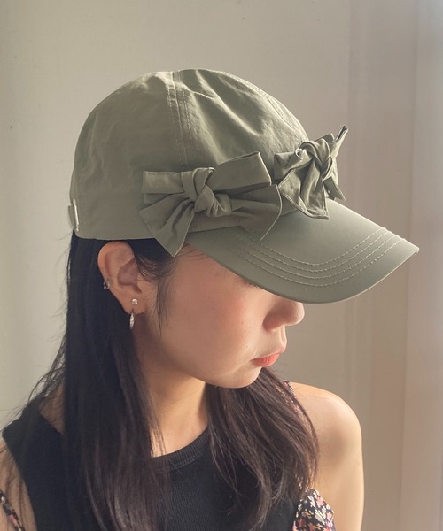 Casselini（キャセリーニ）の「Casselini(キャセリーニ)フロントリボンキャップ（キャップ・レディース・ブラック/カーキ/ピンク/ブルー/ドット/アイボリー・FREE）」の10枚目の写真