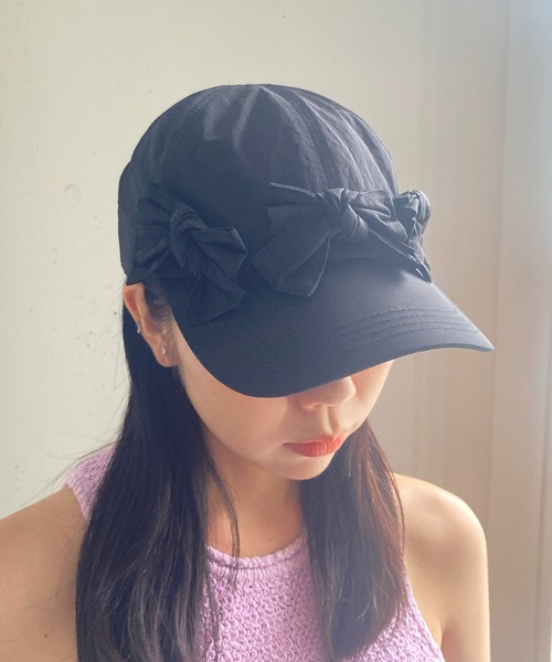 Casselini（キャセリーニ）の「Casselini(キャセリーニ)フロントリボンキャップ（キャップ・レディース・ブラック/カーキ/ピンク/ブルー/ドット/アイボリー・FREE）」の14枚目の写真