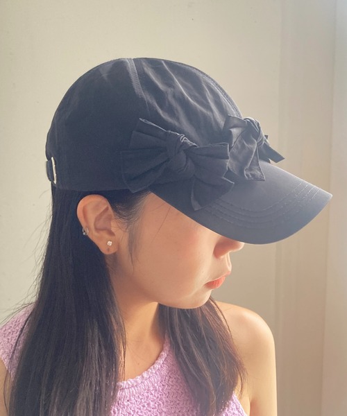 Casselini（キャセリーニ）の「Casselini(キャセリーニ)フロントリボンキャップ（キャップ・レディース・ブラック/カーキ/ピンク/ブルー/ドット/アイボリー・FREE）」の15枚目の写真