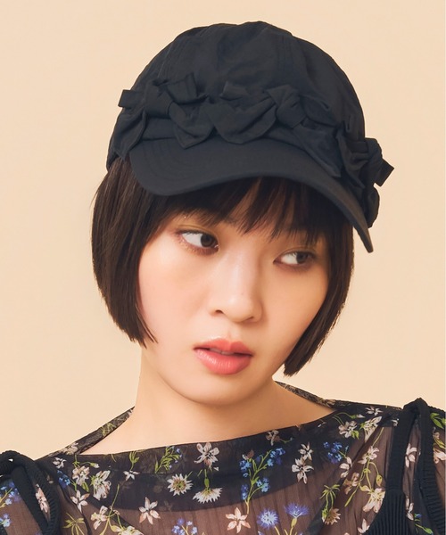 Casselini（キャセリーニ）の「Casselini(キャセリーニ)フロントリボンキャップ（キャップ・レディース・ブラック/カーキ/ピンク/ブルー/ドット/アイボリー・FREE）」の21枚目の写真