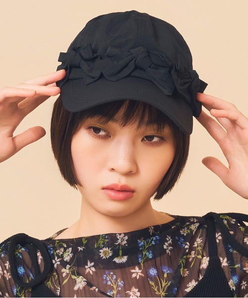 Casselini（キャセリーニ）の「Casselini(キャセリーニ)フロントリボンキャップ（キャップ・レディース・ブラック/カーキ/ピンク/ブルー/ドット/アイボリー・FREE）」の22枚目の写真
