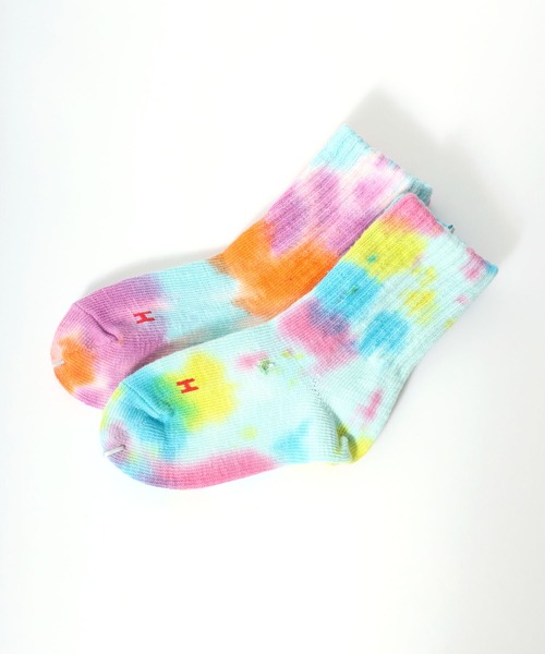 Healthknit(ヘルスニット)の「「kidsサイズ」Healthknit(ヘルスニット)タイダイ柄ソックス2P/子供靴下(ソックス/靴下・キッズ・レインボー・16-18cm/19-21cm)」の5枚目の写真