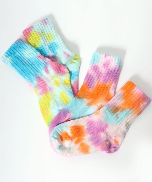 Healthknit(ヘルスニット)の「「kidsサイズ」Healthknit(ヘルスニット)タイダイ柄ソックス2P/子供靴下(ソックス/靴下・キッズ・レインボー・16-18cm/19-21cm)」の6枚目の写真