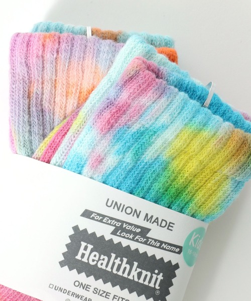 Healthknit(ヘルスニット)の「「kidsサイズ」Healthknit(ヘルスニット)タイダイ柄ソックス2P/子供靴下(ソックス/靴下・キッズ・レインボー・16-18cm/19-21cm)」の4枚目の写真