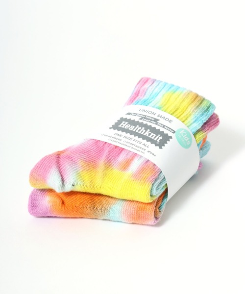 Healthknit(ヘルスニット)の「「kidsサイズ」Healthknit(ヘルスニット)タイダイ柄ソックス2P/子供靴下(ソックス/靴下・キッズ・レインボー・16-18cm/19-21cm)」の9枚目の写真