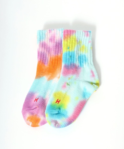 Healthknit(ヘルスニット)の「「kidsサイズ」Healthknit(ヘルスニット)タイダイ柄ソックス2P/子供靴下(ソックス/靴下・キッズ・レインボー・16-18cm/19-21cm)」の10枚目の写真