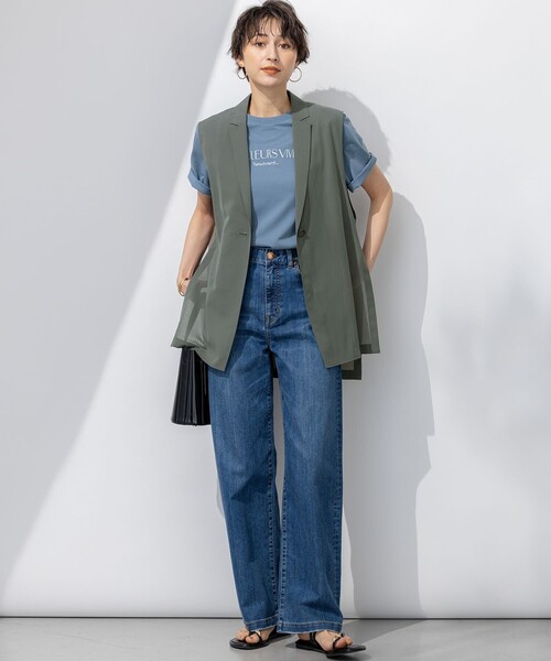 セール】【洗える】ライトシアーマットクロス ジレ（その他アウター