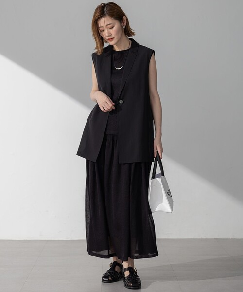 セール】【洗える】ライトシアーマットクロス ジレ（その他