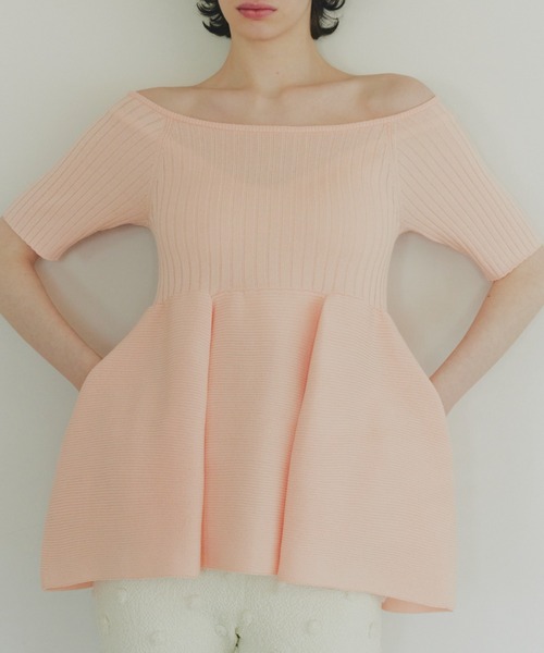 boat neck rib knit tunic HONEYMIHONEY