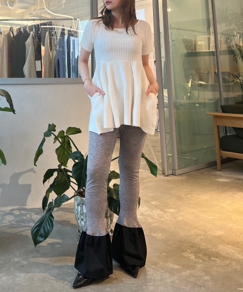 HONEY MI HONEY(ハニーミーハニー)の「boat neck rib knit tunic(チュニック・レディース・コーラル/ホワイト/ブラック・FREE)」の7枚目の写真