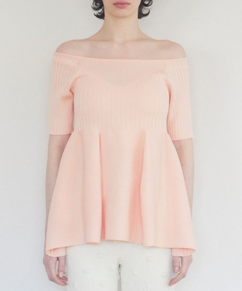 HONEY MI HONEY(ハニーミーハニー)の「boat neck rib knit tunic(チュニック・レディース・コーラル/ホワイト/ブラック・FREE)」の9枚目の写真