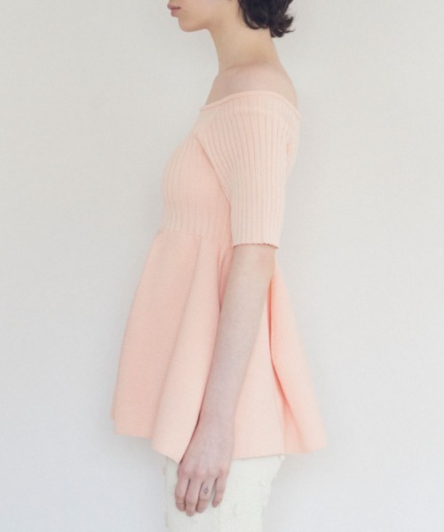 HONEY MI HONEY(ハニーミーハニー)の「boat neck rib knit tunic(チュニック・レディース・コーラル/ホワイト/ブラック・FREE)」の10枚目の写真